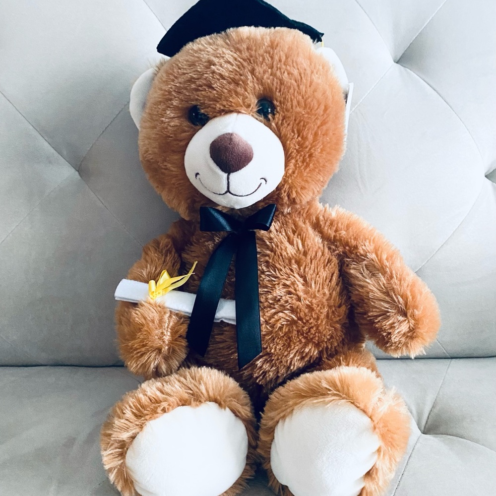 Teddy Bear with Cap Bow and Diploma